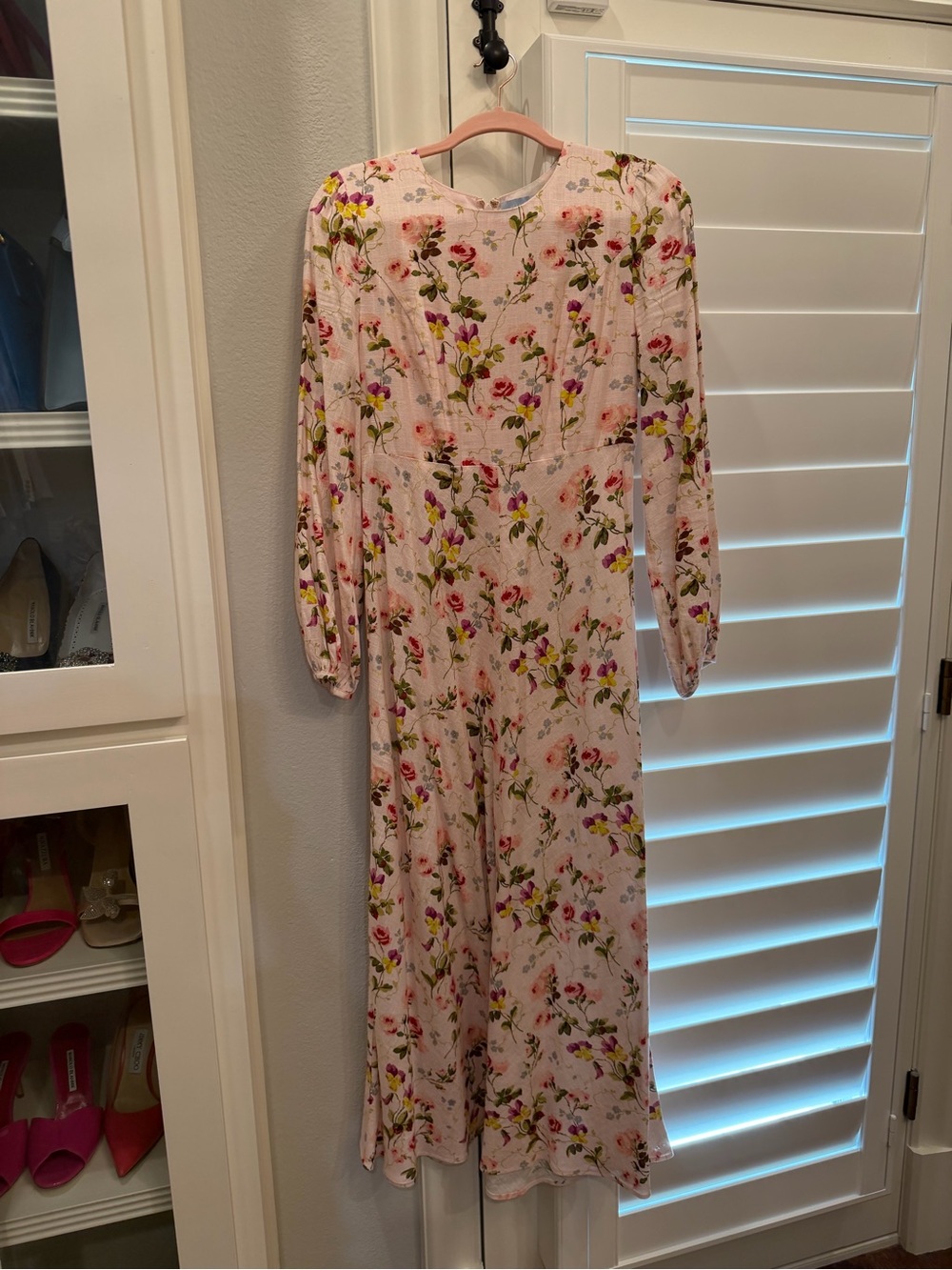 Like New Hill House Nadia Long Pink Floral Maxi Dress with Long Sleeves. Size S - Picture 6 of 9